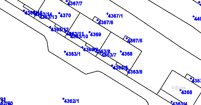 Parcela st. 4363/7 v KÚ Židenice, Katastrální mapa