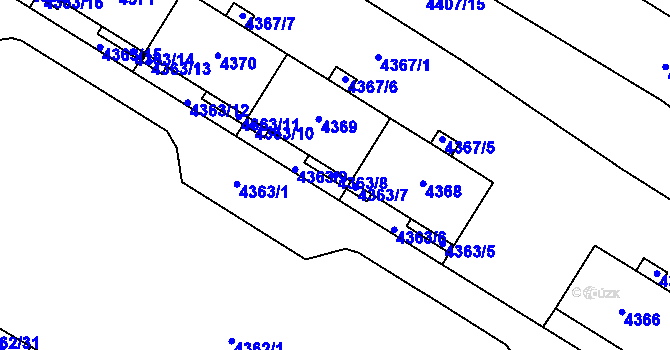 Parcela st. 4363/8 v KÚ Židenice, Katastrální mapa
