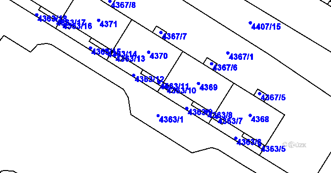 Parcela st. 4363/10 v KÚ Židenice, Katastrální mapa