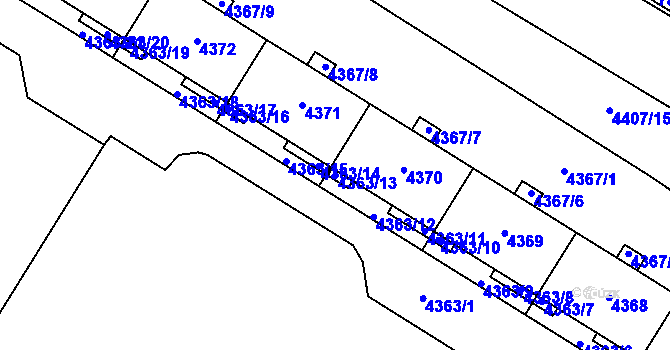 Parcela st. 4363/13 v KÚ Židenice, Katastrální mapa