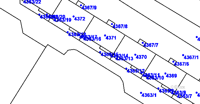 Parcela st. 4363/15 v KÚ Židenice, Katastrální mapa