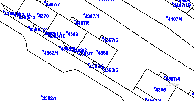 Parcela st. 4368 v KÚ Židenice, Katastrální mapa