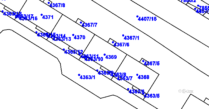 Parcela st. 4369 v KÚ Židenice, Katastrální mapa