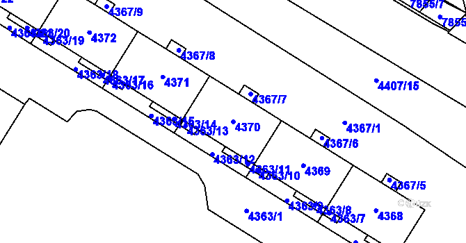 Parcela st. 4370 v KÚ Židenice, Katastrální mapa