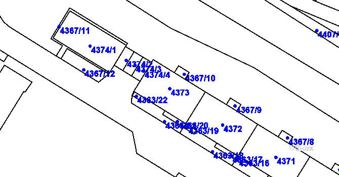 Parcela st. 4373 v KÚ Židenice, Katastrální mapa