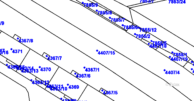 Parcela st. 4407/15 v KÚ Židenice, Katastrální mapa
