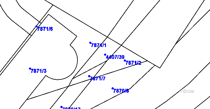 Parcela st. 4407/39 v KÚ Židenice, Katastrální mapa