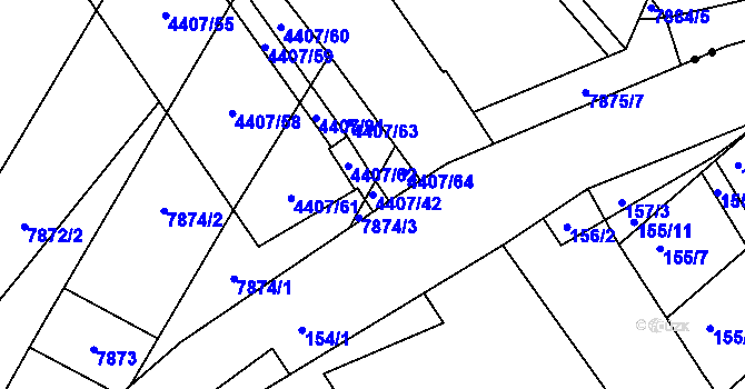 Parcela st. 4407/42 v KÚ Židenice, Katastrální mapa