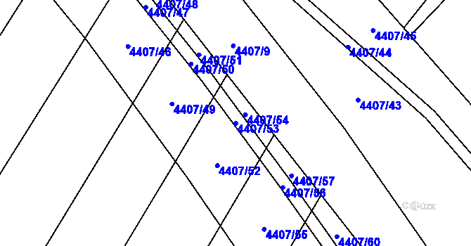Parcela st. 4407/53 v KÚ Židenice, Katastrální mapa