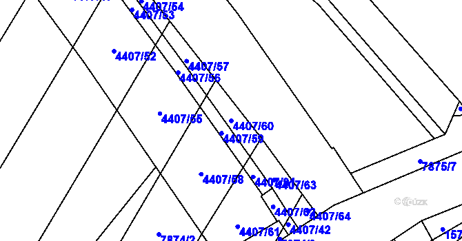Parcela st. 4407/60 v KÚ Židenice, Katastrální mapa