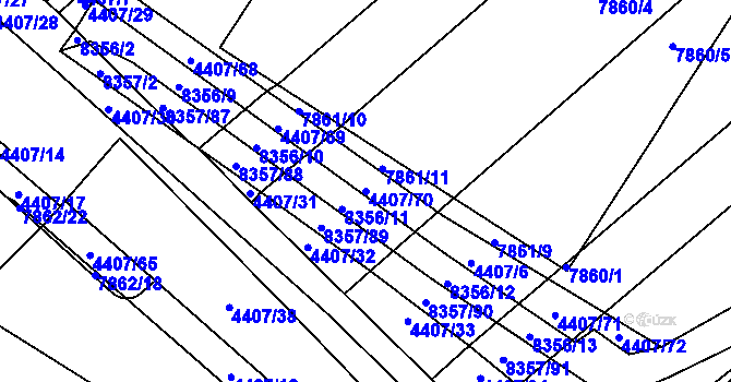 Parcela st. 4407/70 v KÚ Židenice, Katastrální mapa