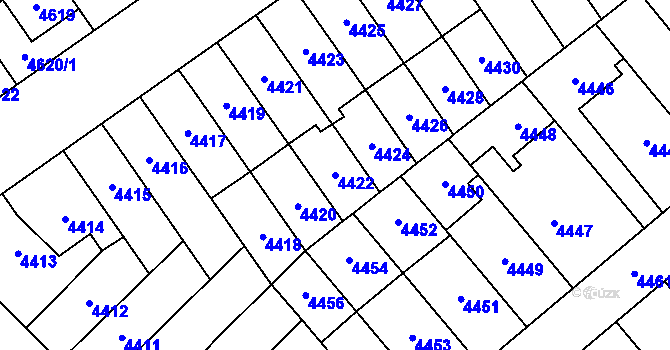 Parcela st. 4422 v KÚ Židenice, Katastrální mapa