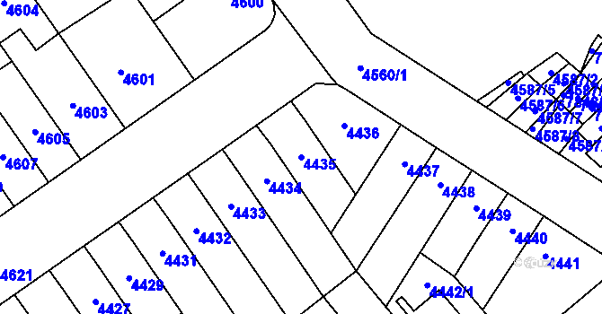 Parcela st. 4435 v KÚ Židenice, Katastrální mapa