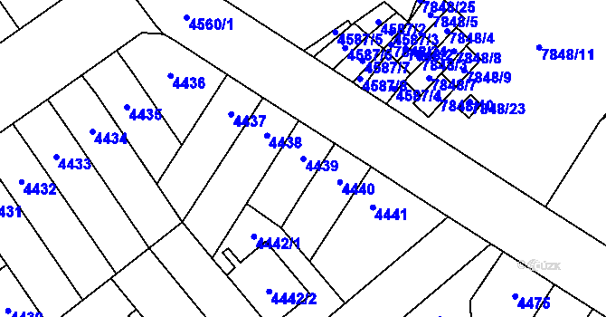 Parcela st. 4439 v KÚ Židenice, Katastrální mapa