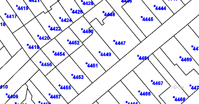 Parcela st. 4449 v KÚ Židenice, Katastrální mapa