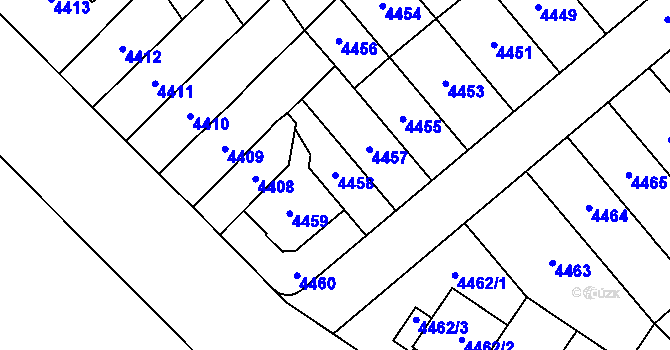 Parcela st. 4458 v KÚ Židenice, Katastrální mapa