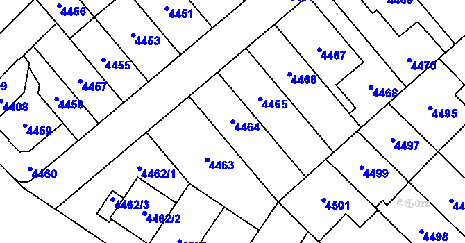 Parcela st. 4464 v KÚ Židenice, Katastrální mapa