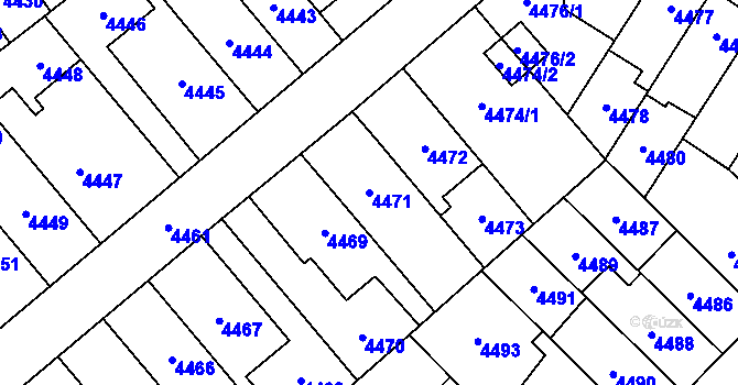 Parcela st. 4471 v KÚ Židenice, Katastrální mapa