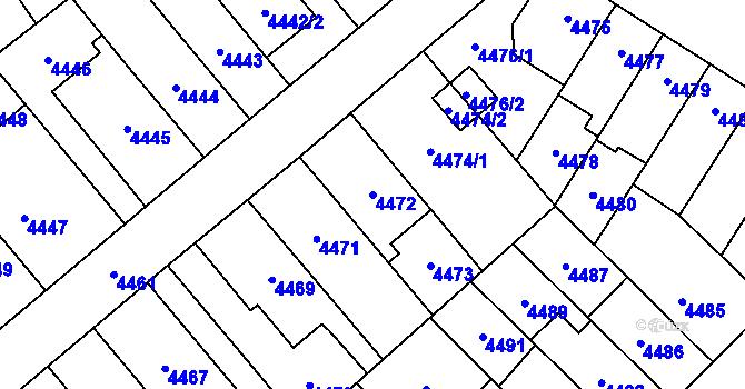 Parcela st. 4472 v KÚ Židenice, Katastrální mapa