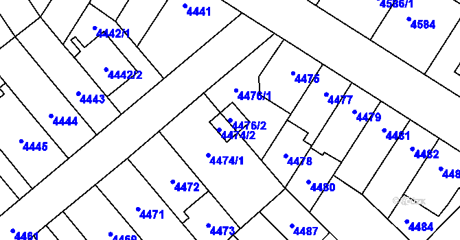 Parcela st. 4476/2 v KÚ Židenice, Katastrální mapa