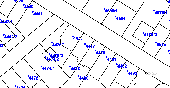 Parcela st. 4477 v KÚ Židenice, Katastrální mapa