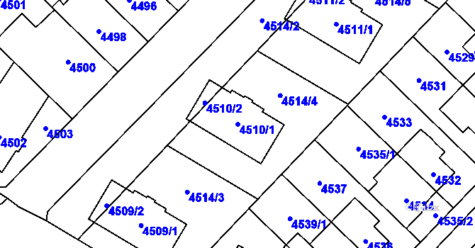 Parcela st. 4510/1 v KÚ Židenice, Katastrální mapa