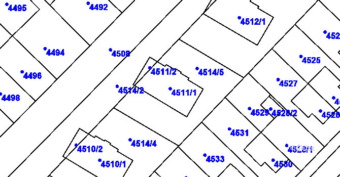 Parcela st. 4511/1 v KÚ Židenice, Katastrální mapa