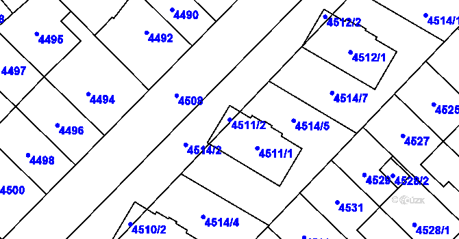 Parcela st. 4511/2 v KÚ Židenice, Katastrální mapa
