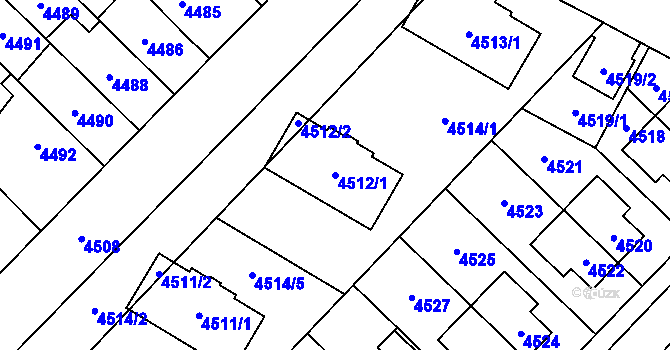 Parcela st. 4512/1 v KÚ Židenice, Katastrální mapa
