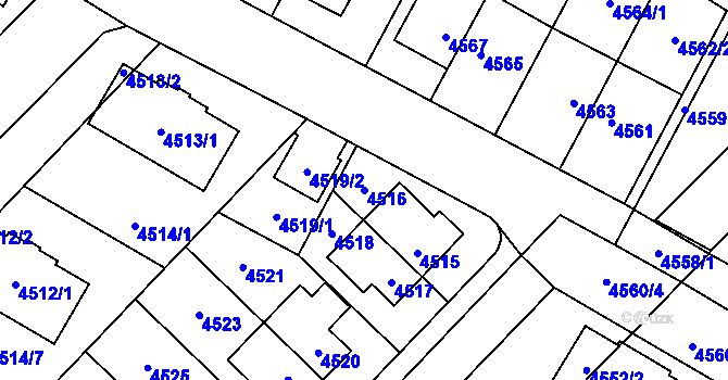Parcela st. 4516 v KÚ Židenice, Katastrální mapa