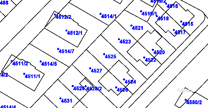 Parcela st. 4525 v KÚ Židenice, Katastrální mapa