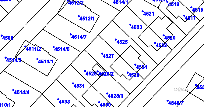 Parcela st. 4527 v KÚ Židenice, Katastrální mapa