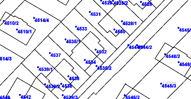 Parcela st. 4532 v KÚ Židenice, Katastrální mapa