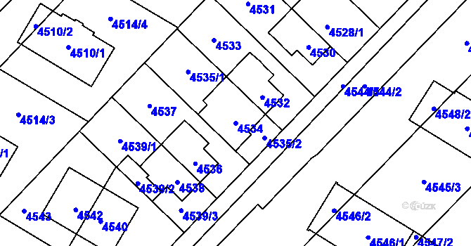 Parcela st. 4534 v KÚ Židenice, Katastrální mapa