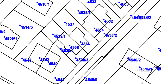 Parcela st. 4536 v KÚ Židenice, Katastrální mapa