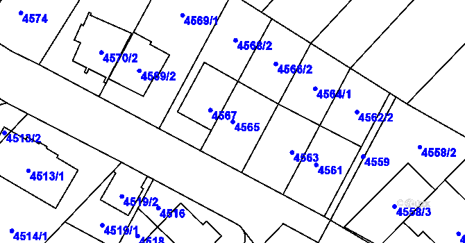 Parcela st. 4565 v KÚ Židenice, Katastrální mapa