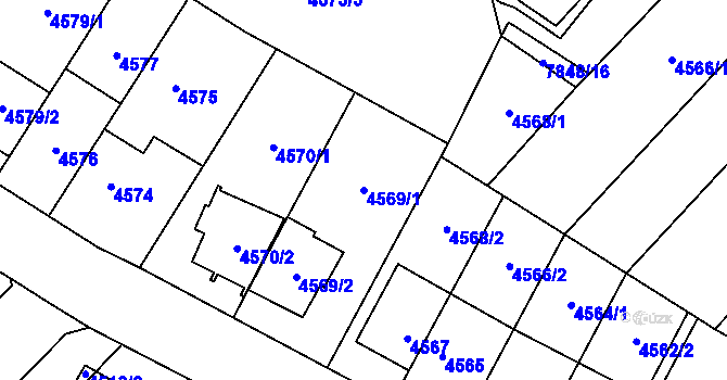 Parcela st. 4569/1 v KÚ Židenice, Katastrální mapa