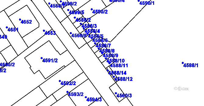 Parcela st. 4588/9 v KÚ Židenice, Katastrální mapa