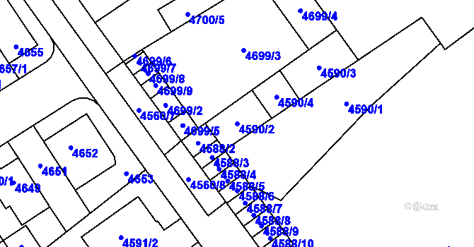 Parcela st. 4590/2 v KÚ Židenice, Katastrální mapa