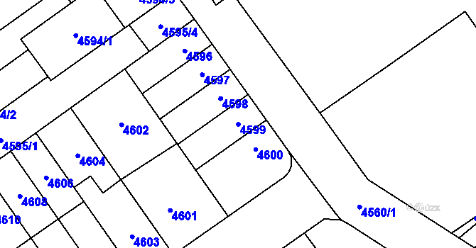 Parcela st. 4599 v KÚ Židenice, Katastrální mapa