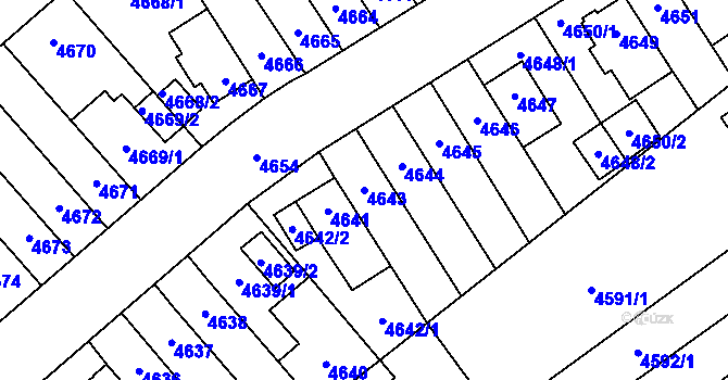 Parcela st. 4643 v KÚ Židenice, Katastrální mapa