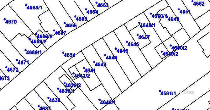 Parcela st. 4644 v KÚ Židenice, Katastrální mapa