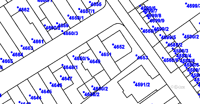 Parcela st. 4651 v KÚ Židenice, Katastrální mapa