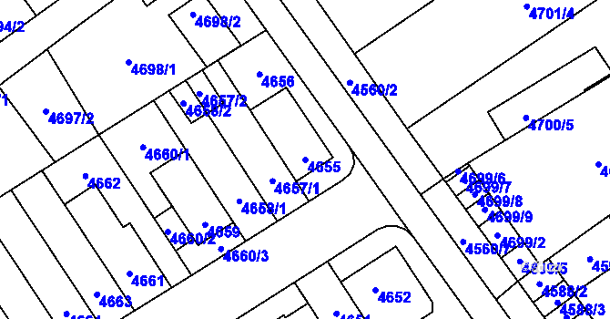 Parcela st. 4655 v KÚ Židenice, Katastrální mapa