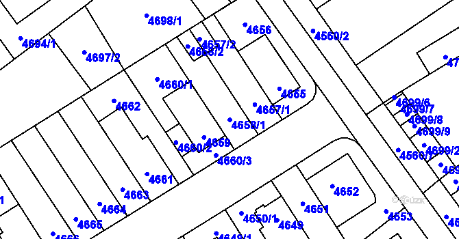 Parcela st. 4658/1 v KÚ Židenice, Katastrální mapa