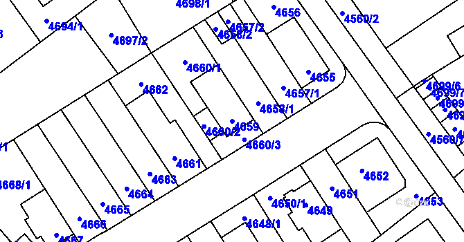 Parcela st. 4659 v KÚ Židenice, Katastrální mapa