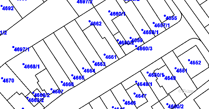Parcela st. 4661 v KÚ Židenice, Katastrální mapa