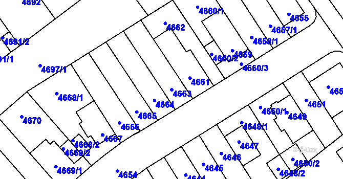 Parcela st. 4663 v KÚ Židenice, Katastrální mapa