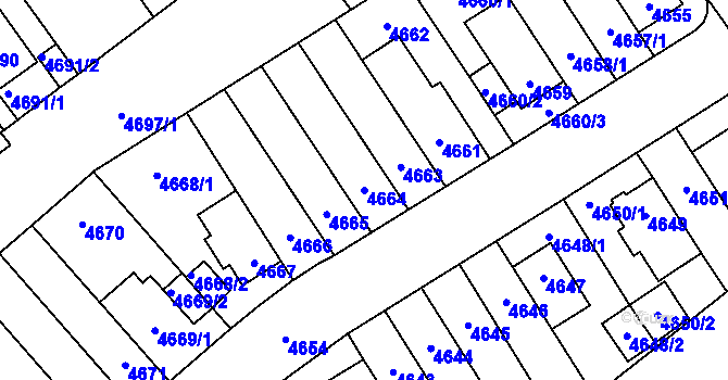 Parcela st. 4664 v KÚ Židenice, Katastrální mapa