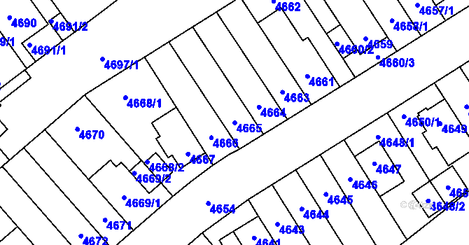 Parcela st. 4665 v KÚ Židenice, Katastrální mapa